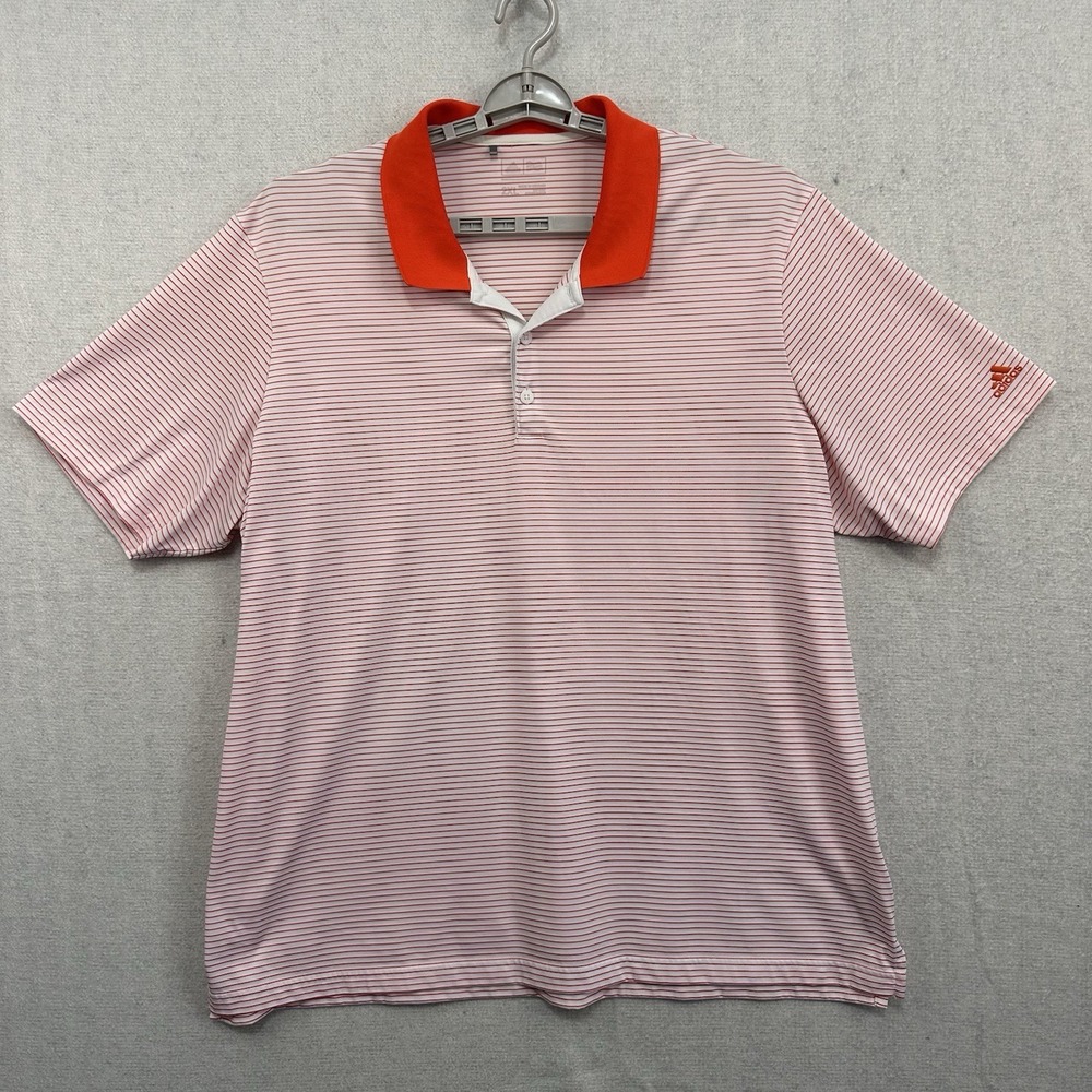 Adidas Men's Polo Performance Orange & White 2XL Golf Outdoors Short Sleeve